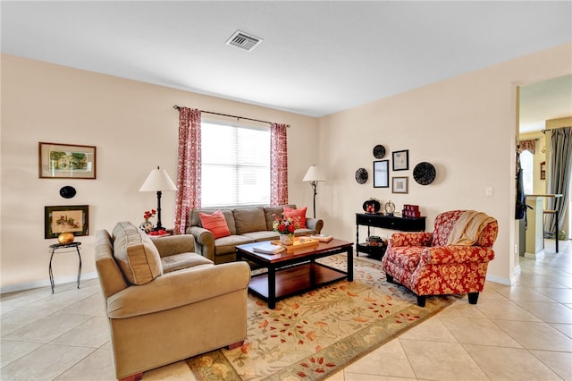 view of tiled living room