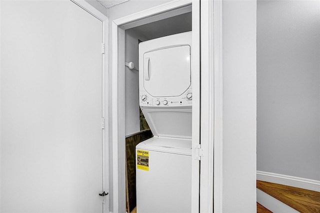 1901 Indian River Blvd Unit 202D, Vero Beach, FL 32960 - laundry area with estacked washer and dryer