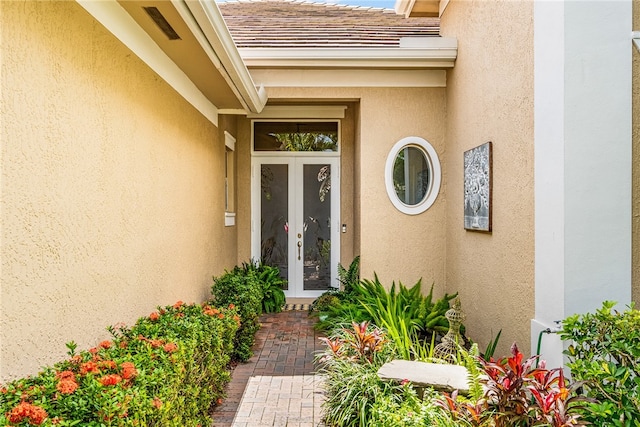 property entrance with french doors