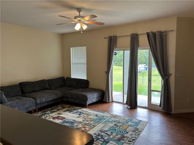 8475 101st Ct, Vero Beach, FL 32967 - living area with ceiling fan and wood finished floors