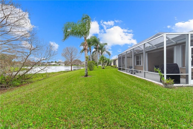 view of yard featuring a lanai