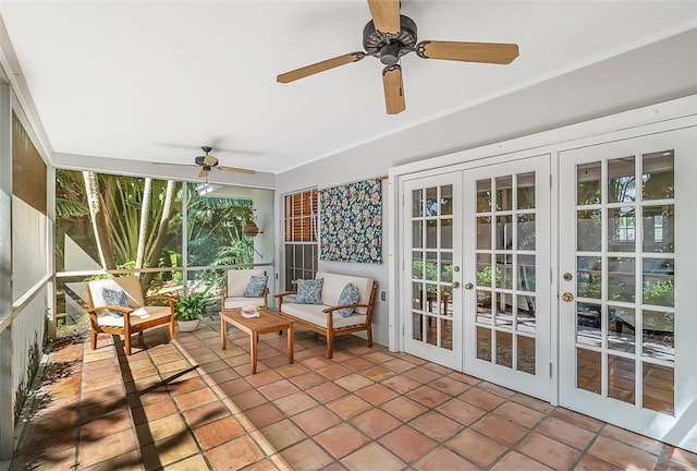 sunroom / solarium with french doors