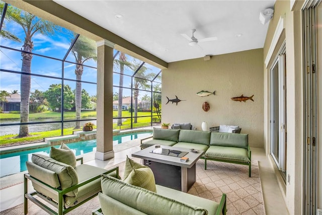 1242 River Reach Dr, Vero Beach, FL 32967 - sunroom featuring a water view