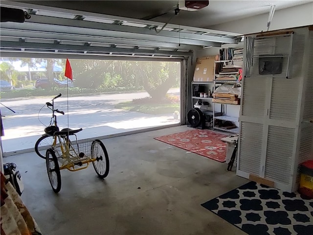 garage with a garage door opener