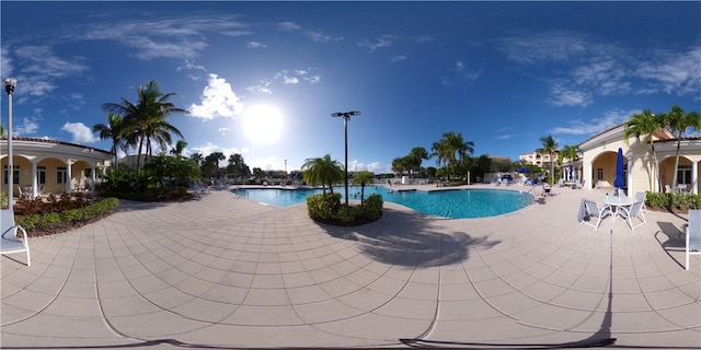 view of swimming pool with a patio area