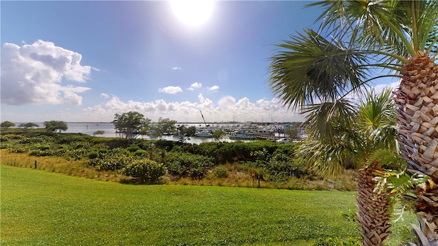 view of yard featuring a water view