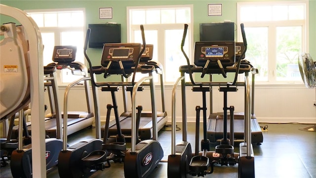 exercise room with a wealth of natural light