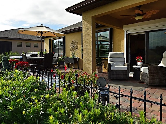 view of patio / terrace with ceiling fan