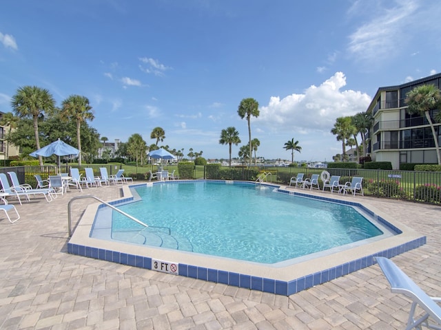 view of pool featuring a patio area