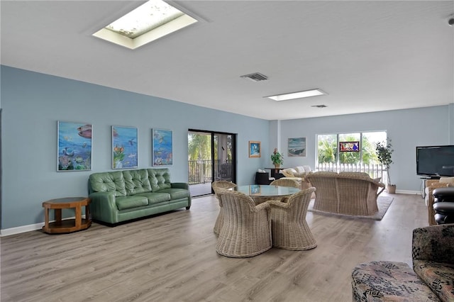 living room featuring light wood-type flooring