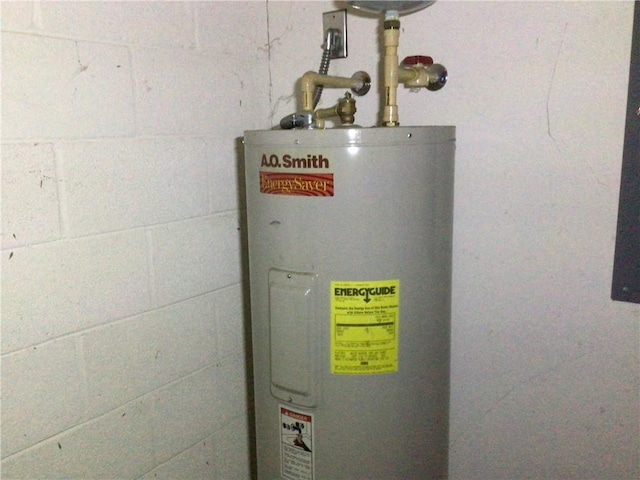 utility room featuring electric water heater