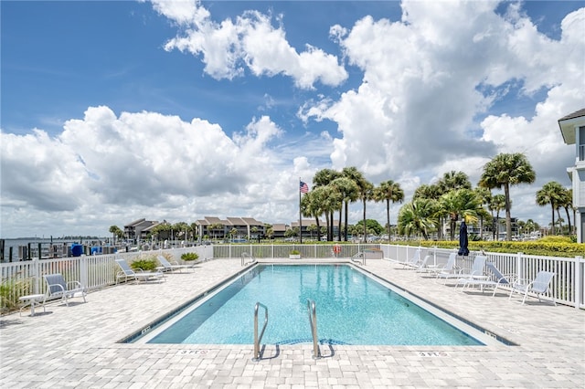 view of pool featuring a patio