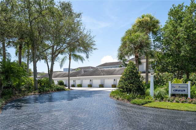 exterior space with a garage