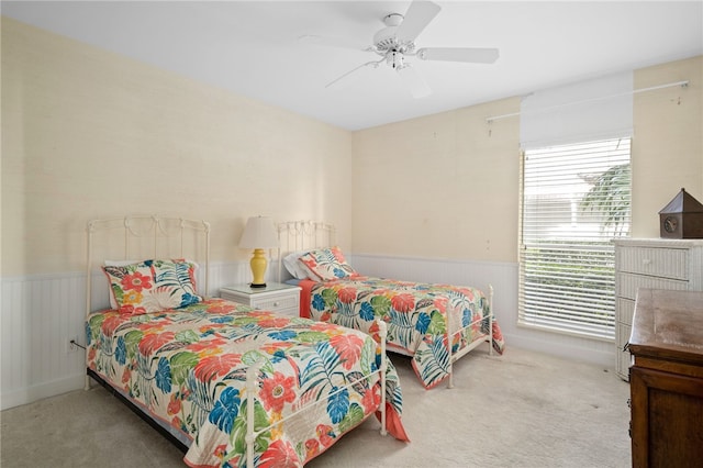 bedroom with carpet floors and ceiling fan