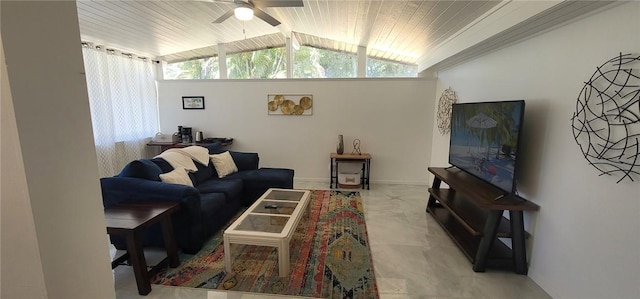 1825 4th Ln, Vero Beach, FL 32962 - living area with lofted ceiling and a ceiling fan