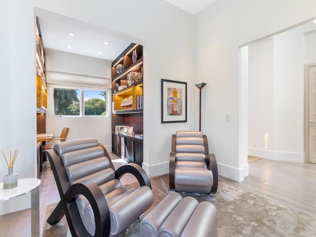 living area featuring light wood-type flooring