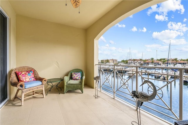 balcony with a water view