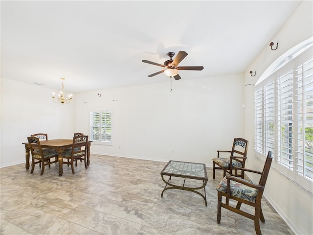 1458 Stonecrop St, Sebastian, FL 32958 - sitting room with baseboards and ceiling fan with notable chandelier