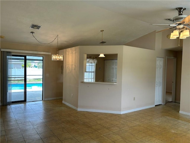 1080 Seamist Ln, Sebastian, FL 32958 - spare room featuring baseboards, a ceiling fan, and visible vents