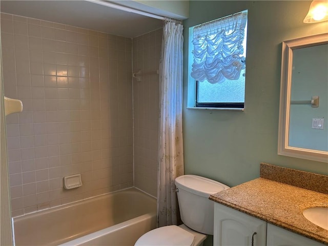 1080 Seamist Ln, Sebastian, FL 32958 - full bathroom with vanity, shower / bathtub combination with curtain, and toilet