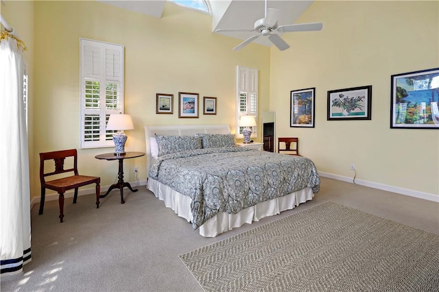 8367 Baytree Dr Unit 8367, Vero Beach, FL 32963 - bedroom with carpet, a high ceiling, and a ceiling fan