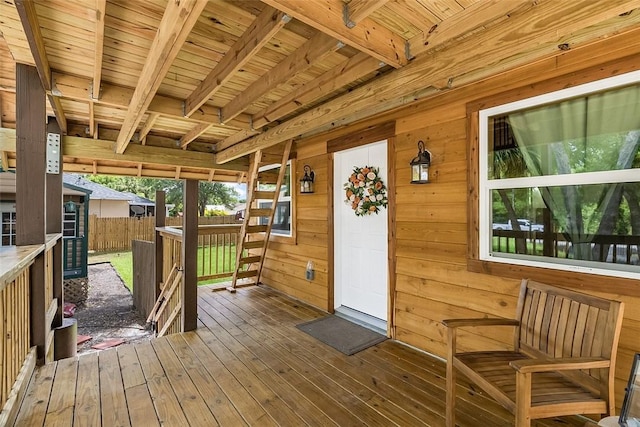 wooden terrace with fence