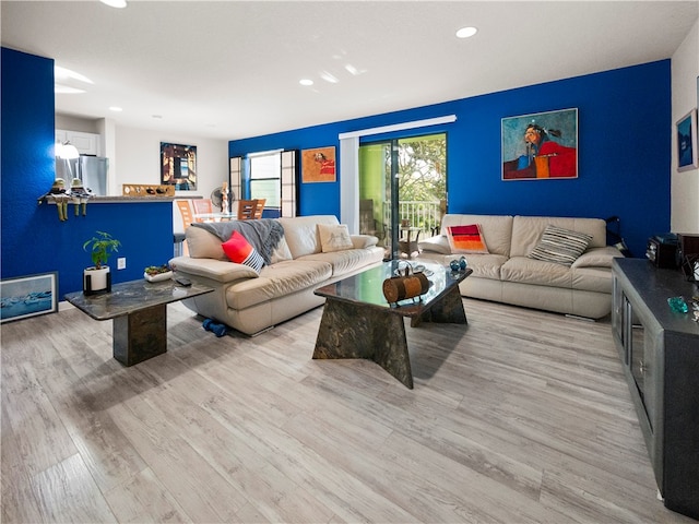 living room featuring light hardwood / wood-style floors