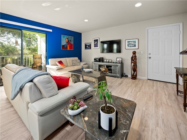 living room featuring light hardwood / wood-style flooring