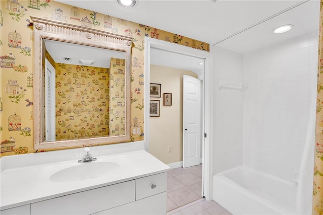 bathroom featuring vanity and tile patterned flooring