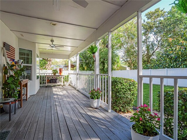 deck featuring ceiling fan