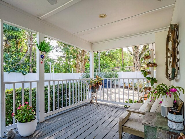 wooden deck featuring a porch