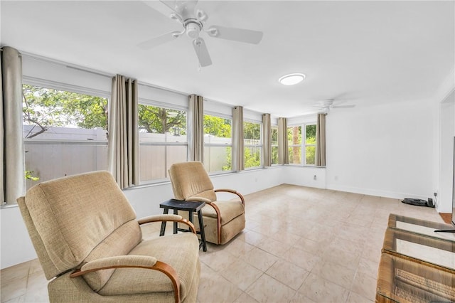 505 19th St, Vero Beach, FL 32960 - living area with baseboards and a ceiling fan