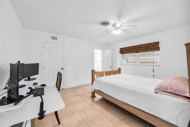 505 19th St, Vero Beach, FL 32960 - bedroom with ceiling fan, visible vents, and light tile patterned floors