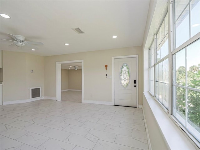 339 6th Ave SW, Vero Beach, FL 32962 - entryway featuring ceiling fan, light marble finish floors, and recessed lighting