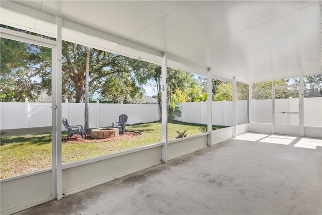 view of unfurnished sunroom