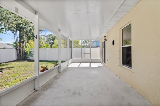 view of unfurnished sunroom