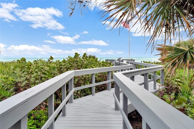 600 Ocean Rd, Vero Beach, FL 32963 - wooden terrace featuring view of water and beach