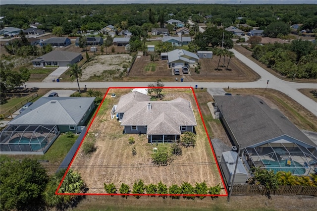 aerial view featuring a residential view