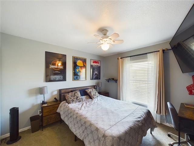 bedroom featuring carpet flooring and ceiling fan