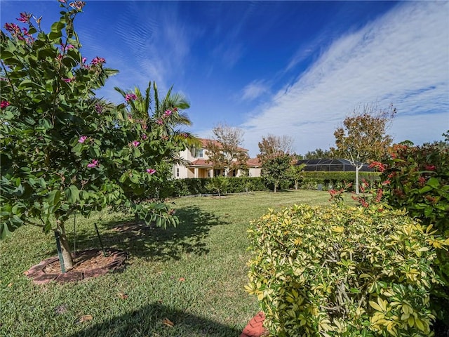 view of yard with a water view