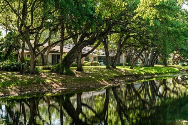 view of property's community with a water view