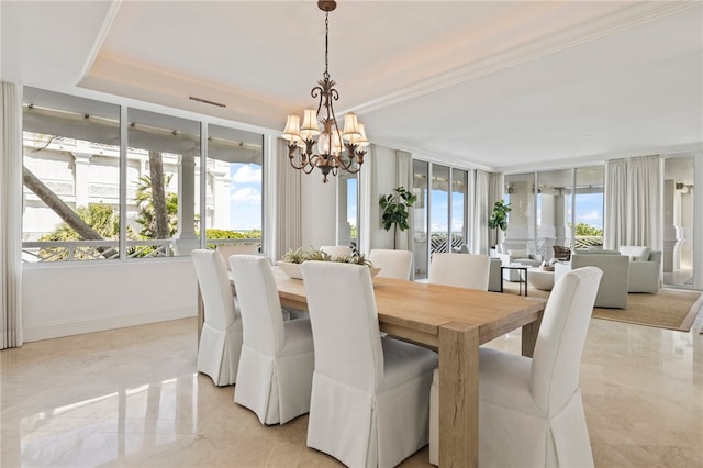 dining area with a chandelier