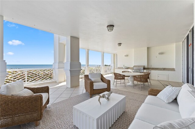 balcony with a water view