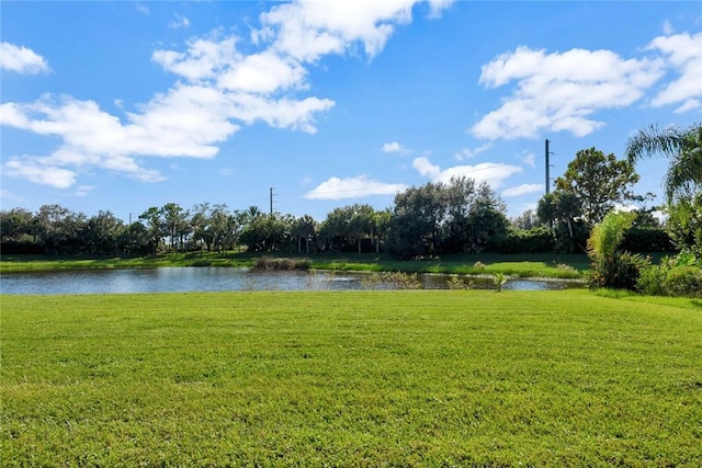 exterior space with a water view