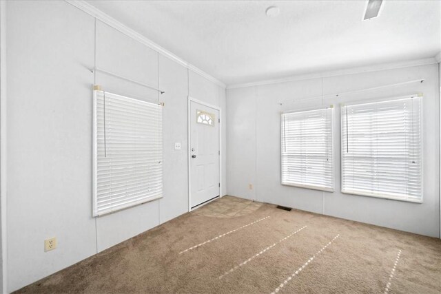 641 Hyacinth Cir, Barefoot Bay, FL 32976 - foyer entrance featuring carpet flooring and ornamental molding