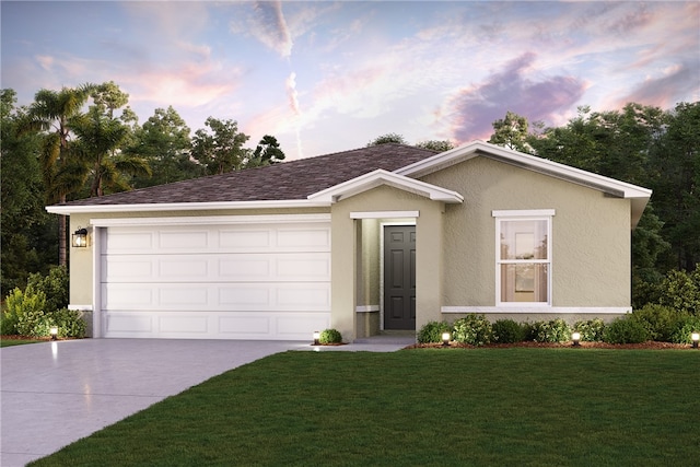 5905 Killarney Ave, Fort Pierce, FL 34951 - single story home with concrete driveway, an attached garage, a front lawn, and stucco siding