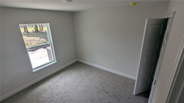 carpeted empty room with plenty of natural light, baseboards, a textured ceiling, and a smoke detector
