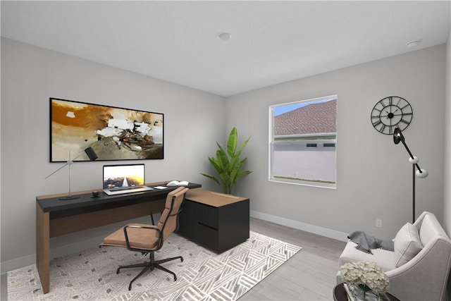 office space featuring light wood-type flooring