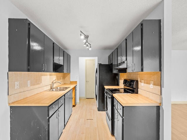 kitchen featuring tasteful backsplash, sink, light hardwood / wood-style floors, and appliances with stainless steel finishes