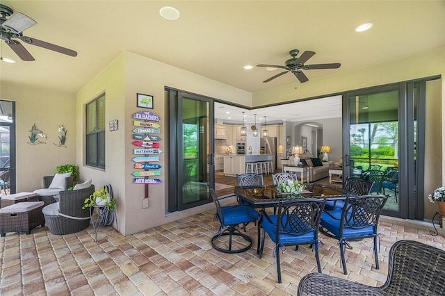 view of patio with a ceiling fan